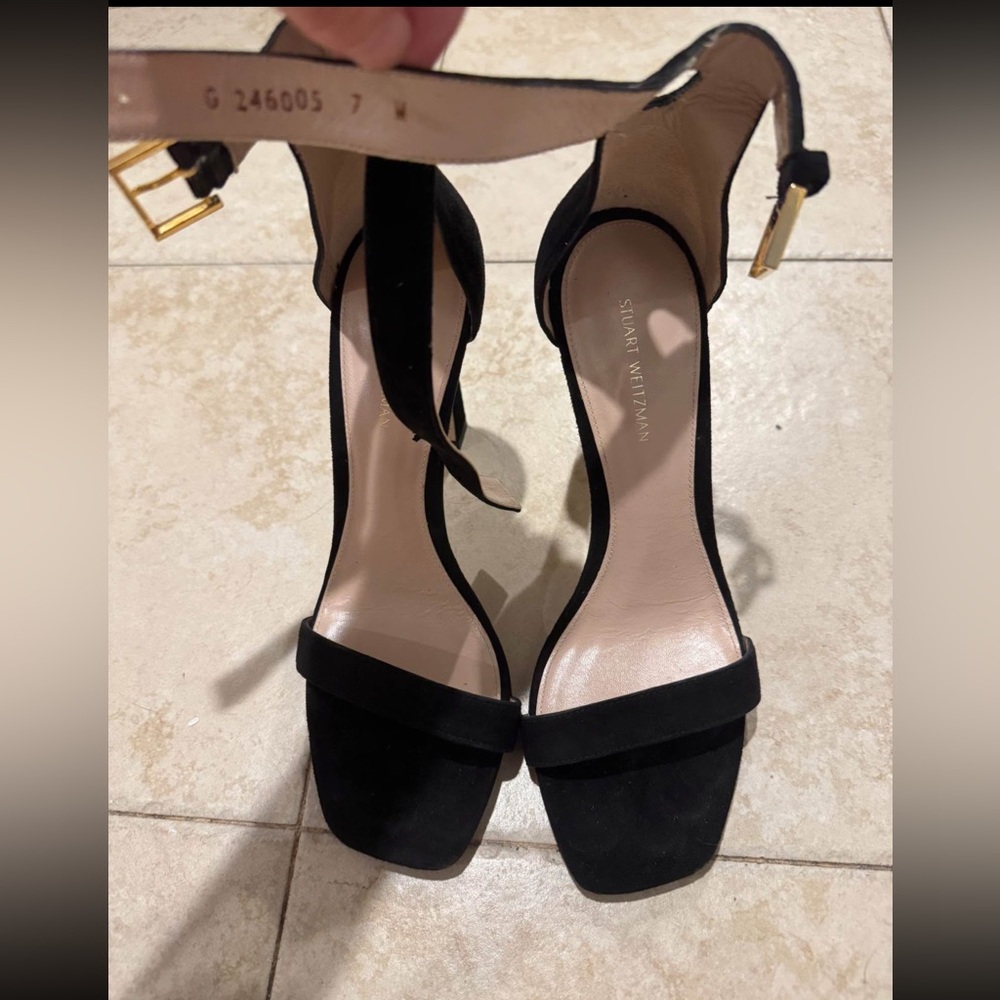 Stuart Weitzman Black Heeled Sandals